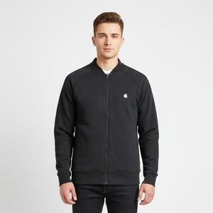 Apple Employee Tech Jacket‎ Sz M Black Full Zip Bomber Embroidered Cotton Blend